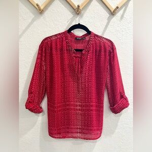 a.n.a A New Approach Women’s Red Sheer‎ Blouse Size Petite Large